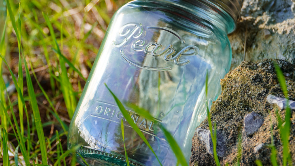 glass jar in the grass